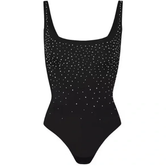 SKIMS Swarovski Square Neck Bodysuit Onyx - Picture 4 of 6